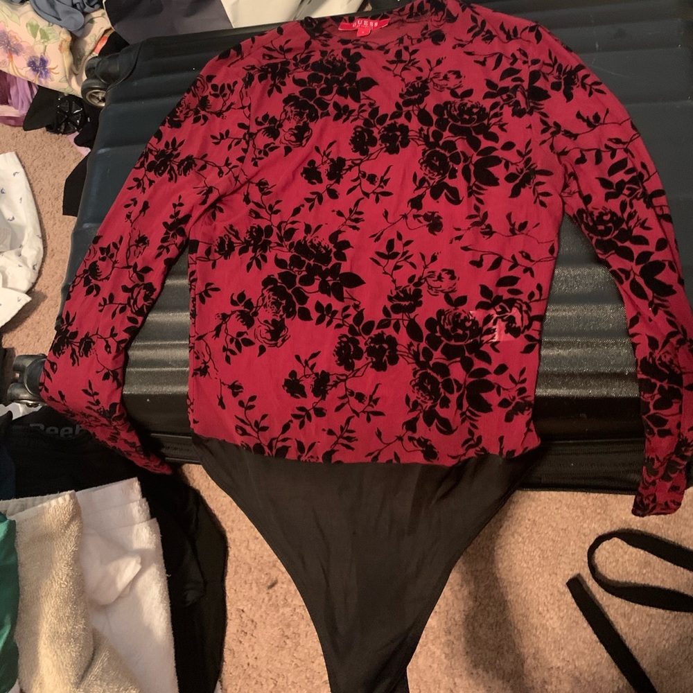 Long sleeves see through roses blouse